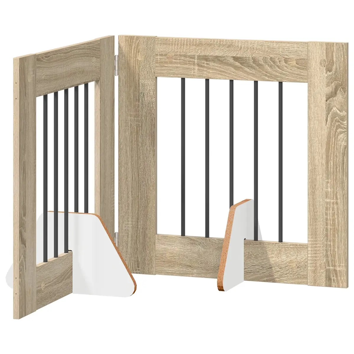Foldable Dog Gate Indoor 120.5cm Brown Rectangular Pet Fence 2 Piece