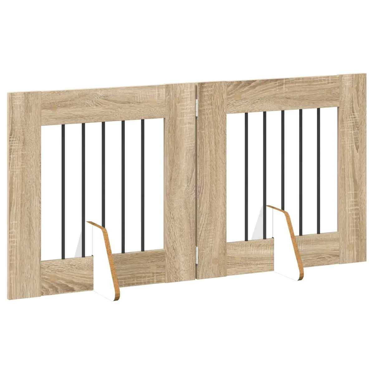 Foldable Dog Gate Indoor 120.5cm Brown Rectangular Pet Fence 2 Piece