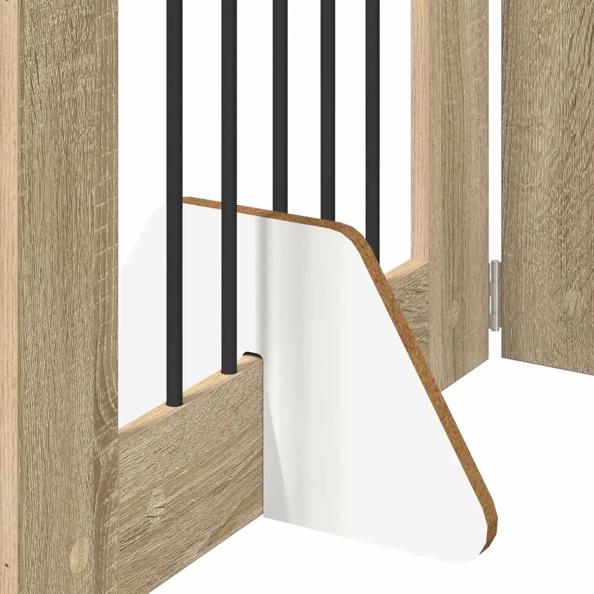 Foldable Dog Gate Indoor 120.5cm Brown Rectangular Pet Fence 2 Piece