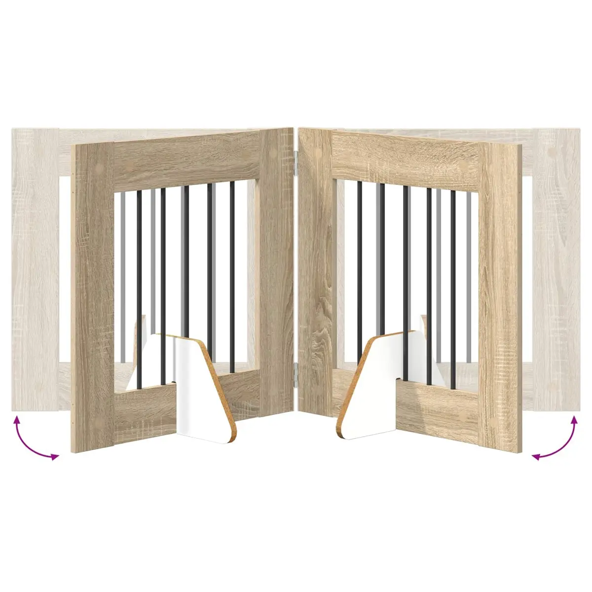 Foldable Dog Gate Indoor 120.5cm Brown Rectangular Pet Fence 2 Piece