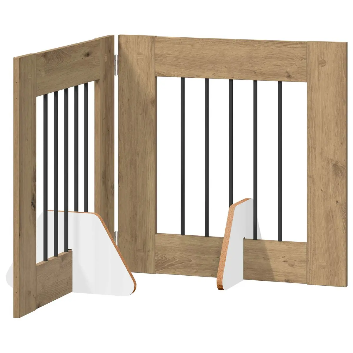 Foldable Dog Gate Indoor Portable 120.5cm Brown 2 Piece Pet Fence