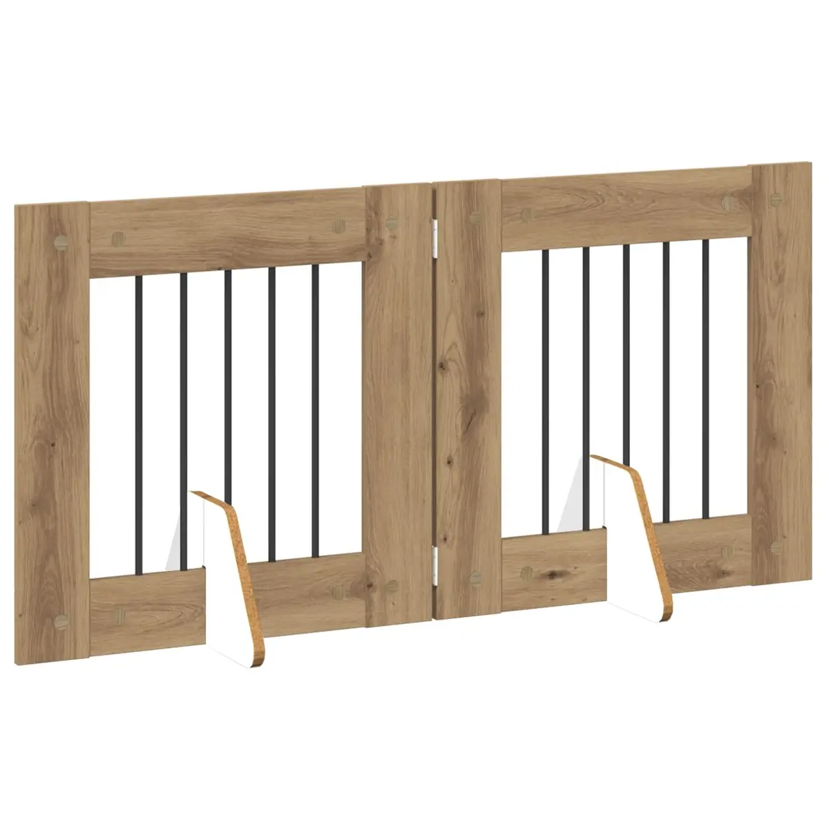 Foldable Dog Gate Indoor Portable 120.5cm Brown 2 Piece Pet Fence