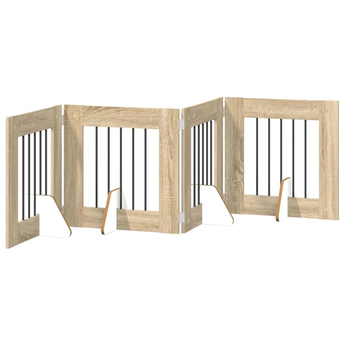 Foldable Dog Gate Indoor Freestanding Pet Barrier 241 cm Sonoma Oak 4 Piece