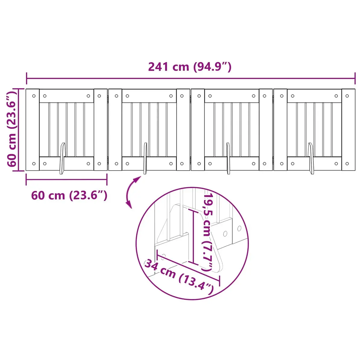 Foldable Dog Gate Indoor Freestanding Pet Barrier 241 cm Sonoma Oak 4 Piece