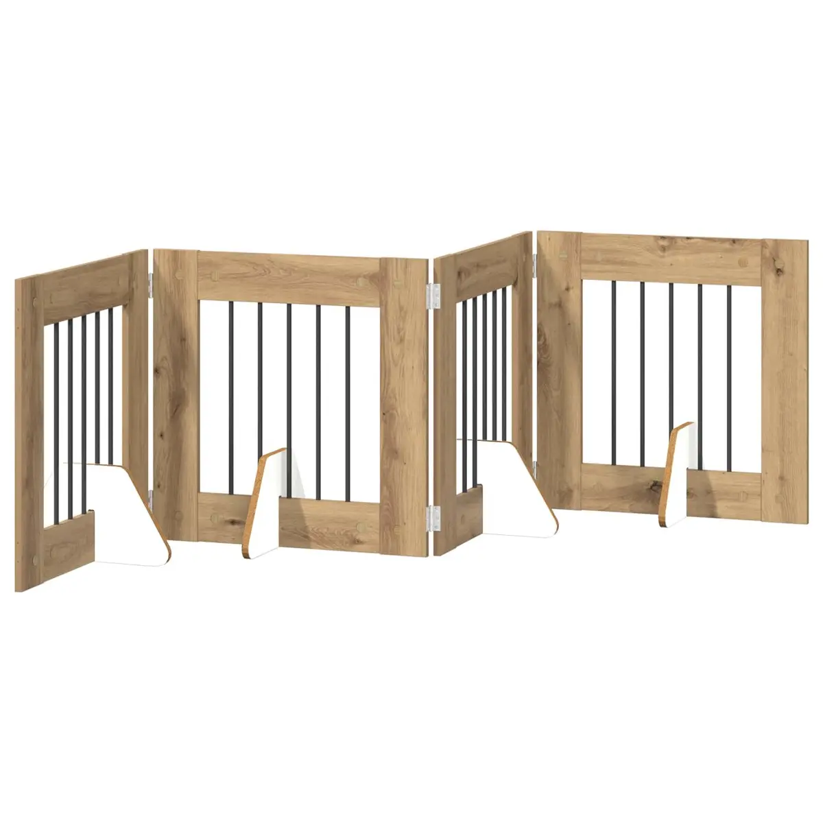 Foldable Dog Gate Indoor Pet Barrier Freestanding 241 cm Brown