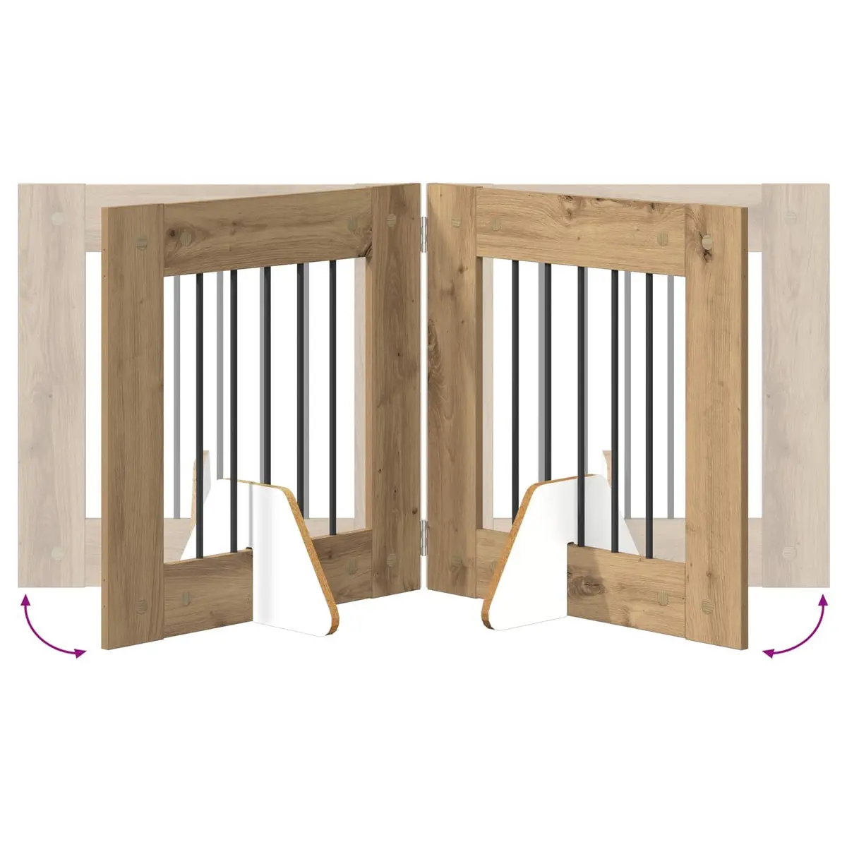 Foldable Dog Gate Indoor Pet Barrier Freestanding 241 cm Brown