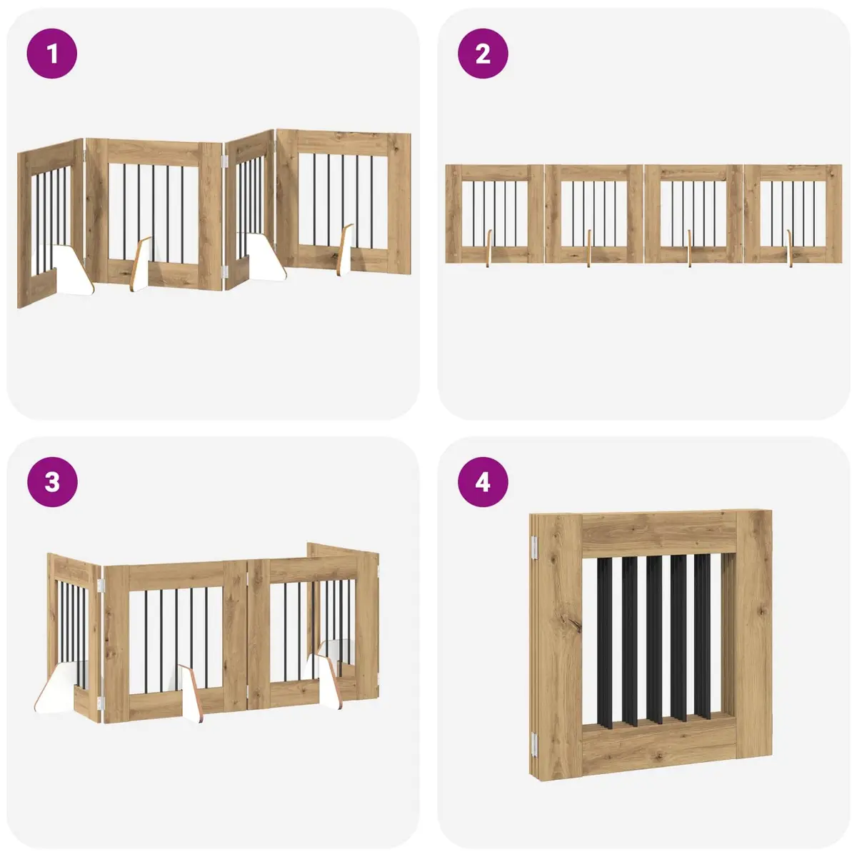 Foldable Dog Gate Indoor Pet Barrier Freestanding 241 cm Brown