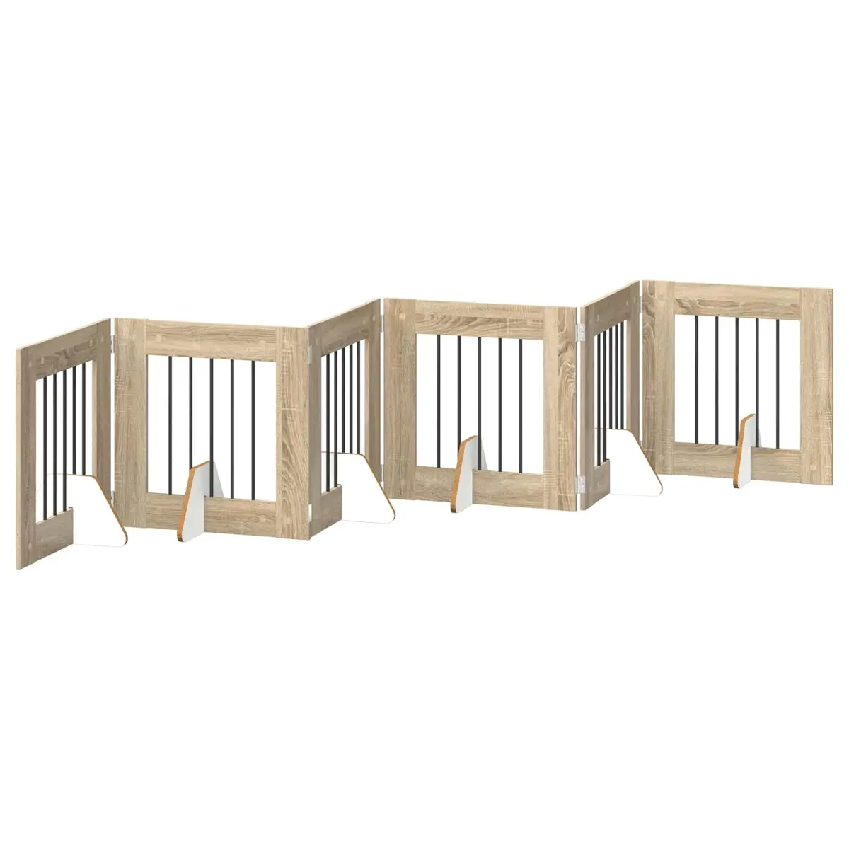 Foldable Dog Gate Freestanding Pet Barrier 362cm Sonoma Oak 6 Piece