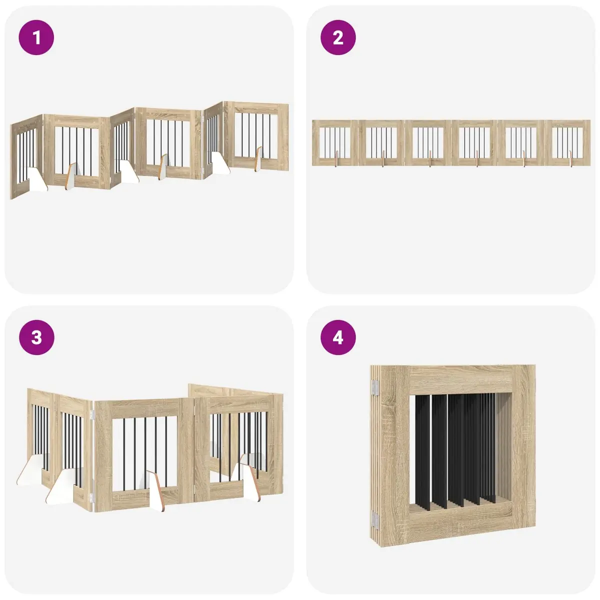 Foldable Dog Gate Freestanding Pet Barrier 362cm Sonoma Oak 6 Piece