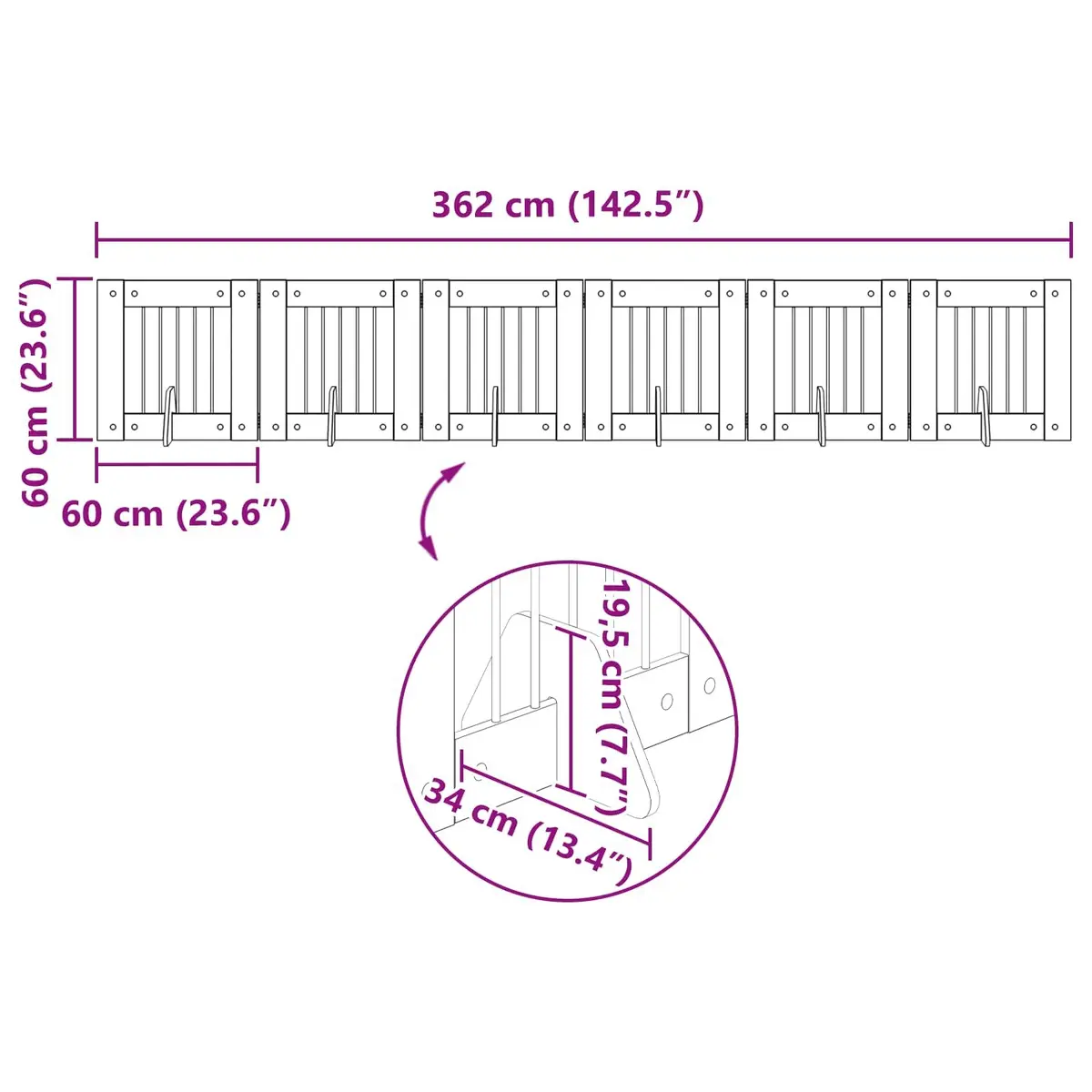 Foldable Dog Gate Freestanding Pet Barrier 362cm Sonoma Oak 6 Piece