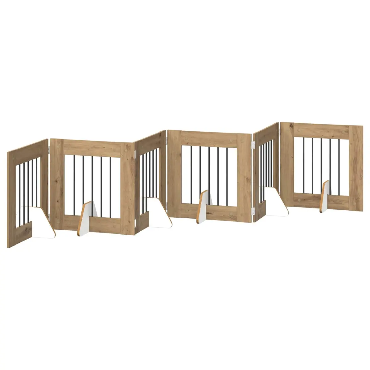 Foldable Dog Gate Indoor Pet Barrier Fence 362cm Brown