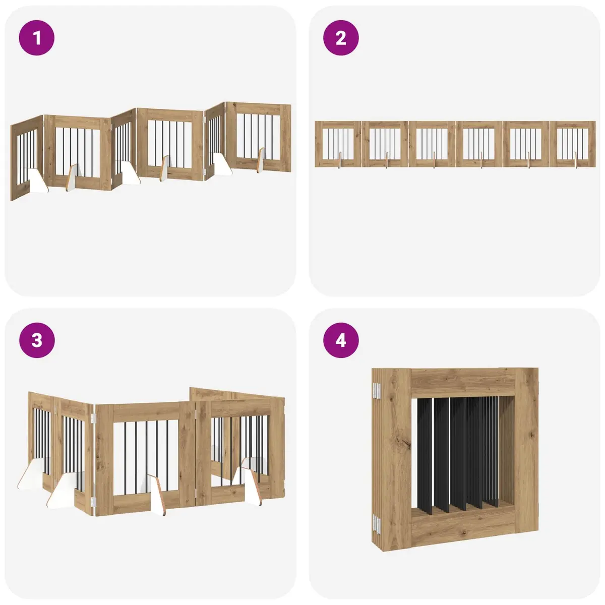 Foldable Dog Gate Indoor Pet Barrier Fence 362cm Brown