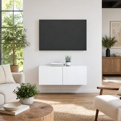 Warm White Modern TV Wall Cabinet Set for Your Home