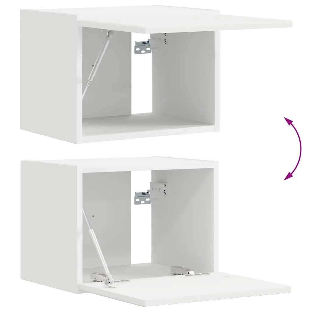 TV Wall Cabinet 2 pcs White Modern Storage Unit Living Room Media Organiser