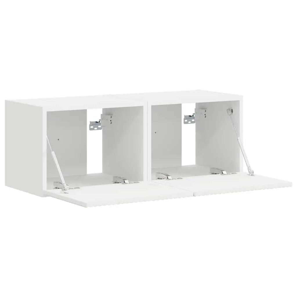 TV Wall Cabinet 2 pcs White Modern Storage Unit Living Room Media Organiser