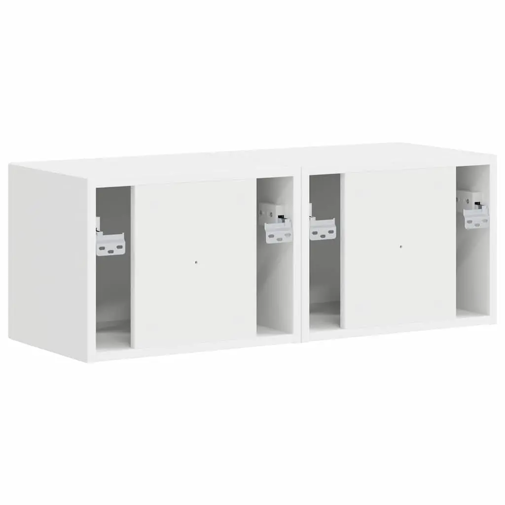 TV Wall Cabinet 2 pcs White Modern Storage Unit Living Room Media Organiser
