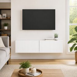 White Modern TV Wall Cabinet Set - Practical and Stylish