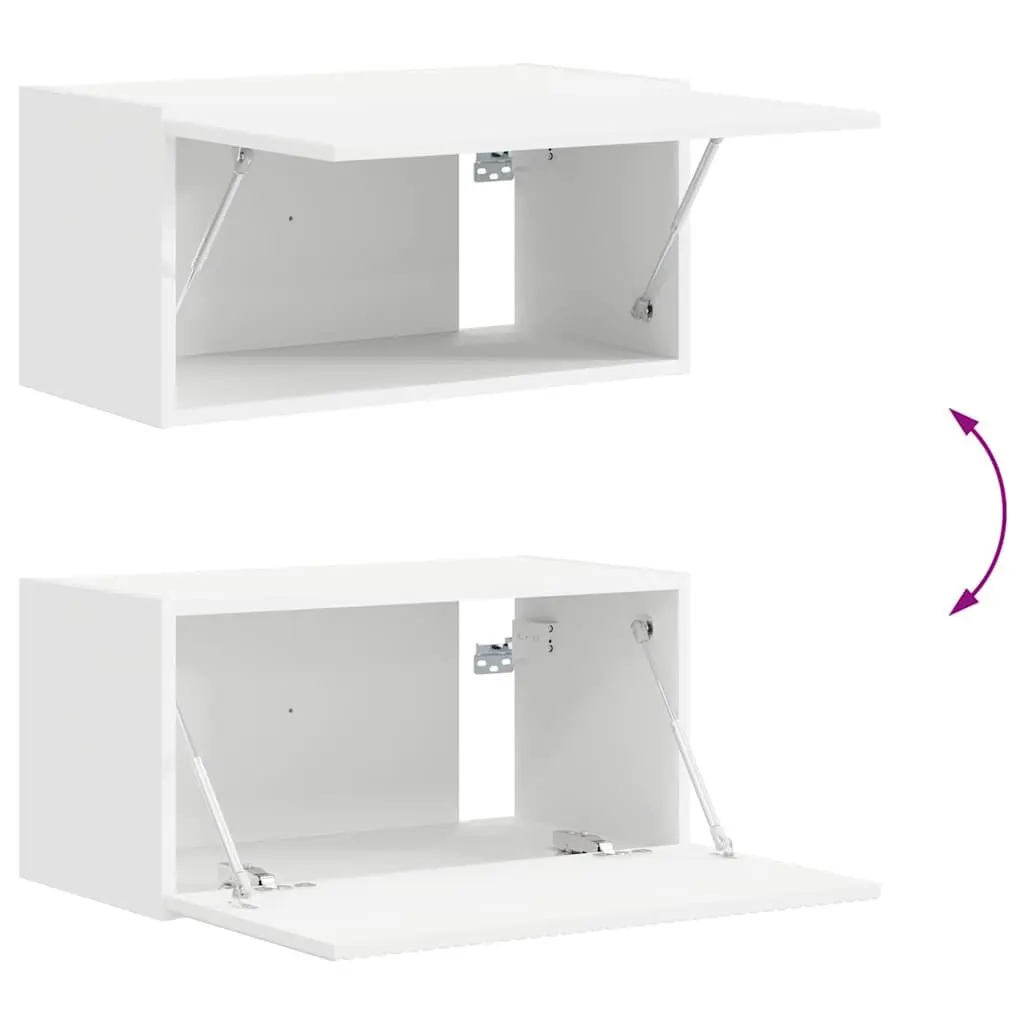 TV Wall Cabinet Modern Storage Unit 2 Pieces White