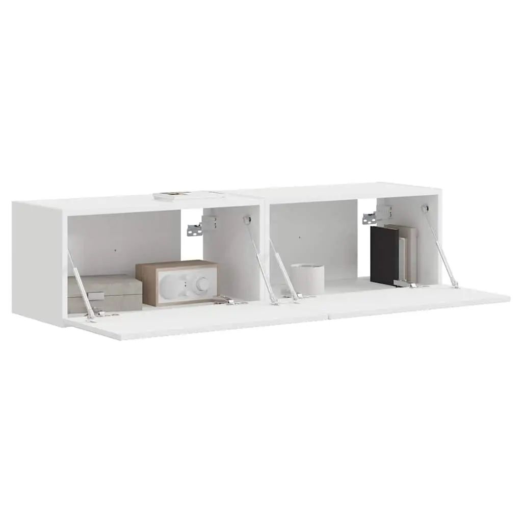 TV Wall Cabinet Modern Storage Unit 2 Pieces White