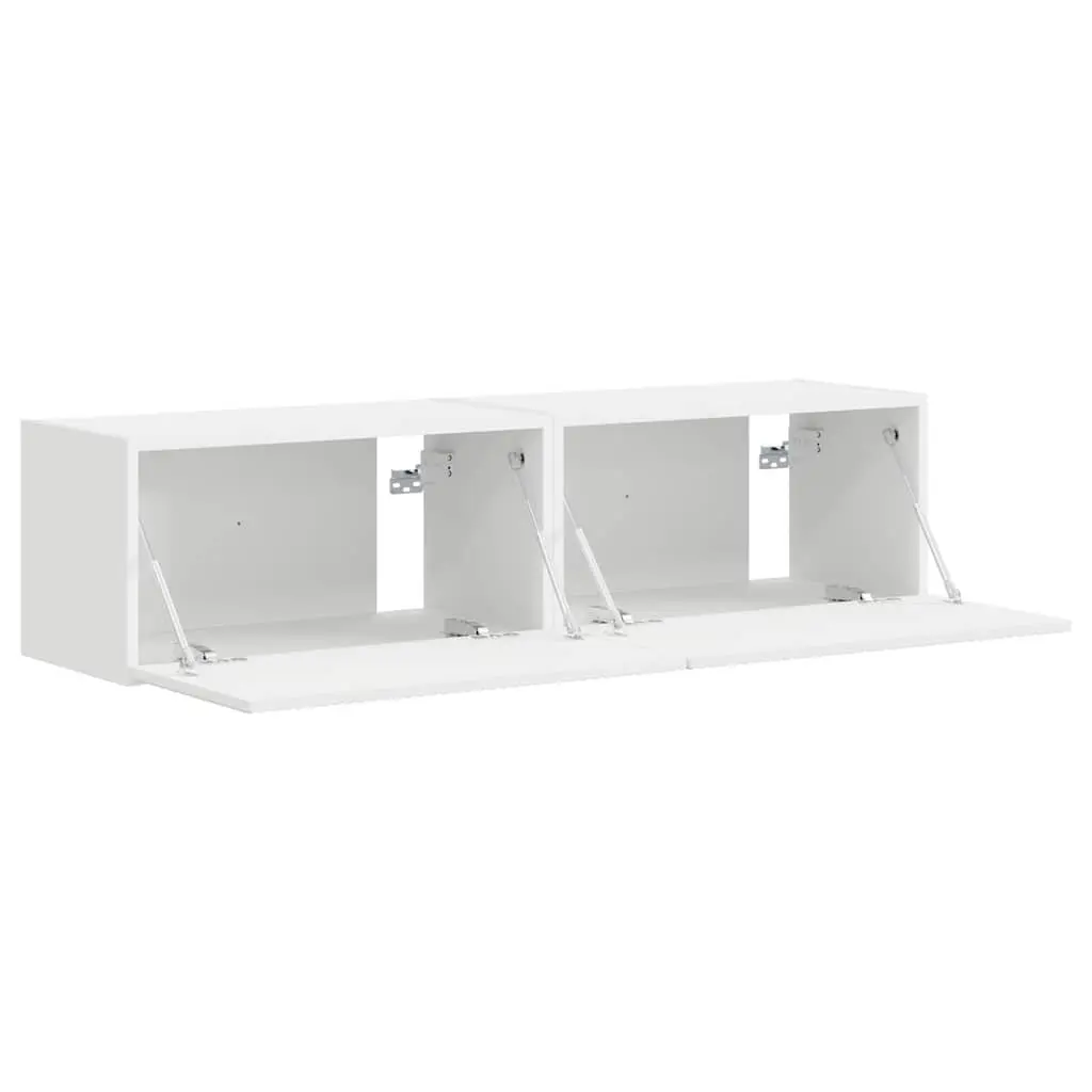 TV Wall Cabinet Modern Storage Unit 2 Pieces White
