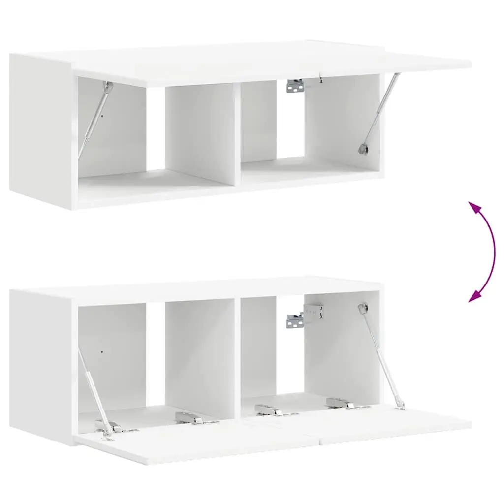 White TV Wall Cabinet Set, 2 Pieces