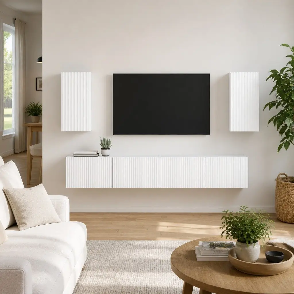 White TV Wall Cabinet with Ample Storage