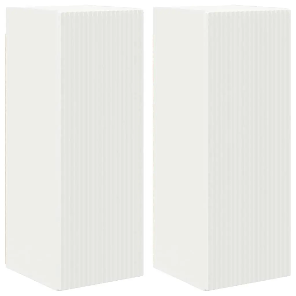 TV Wall Cabinet Modern Wall Mount Storage Unit 2 Pieces White
