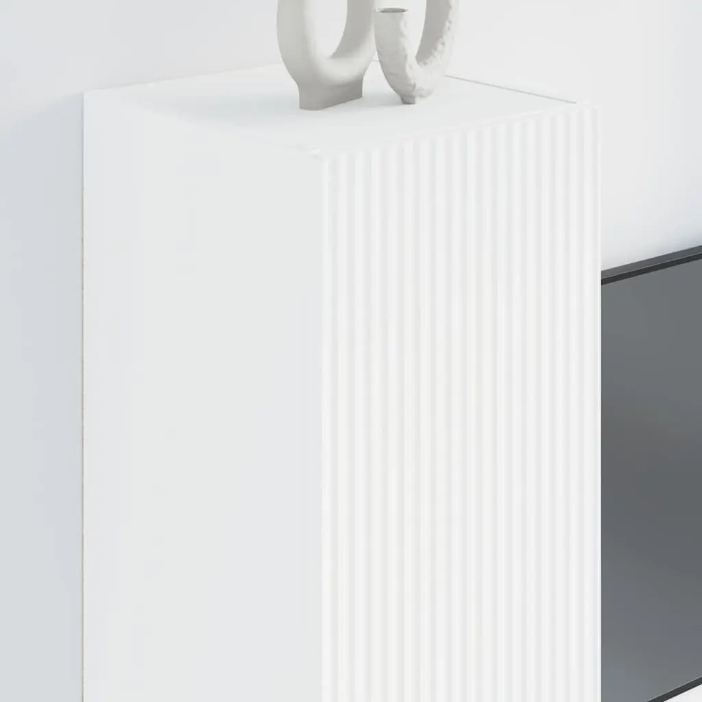TV Wall Cabinet Modern Wall Mount Storage Unit 2 Pieces White