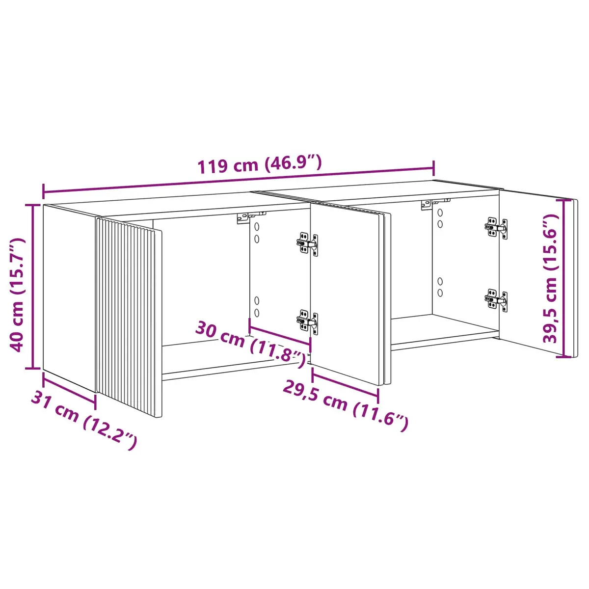 White TV Wall Cabinet 2 pcs Floating Wall Mounted Storage Unit Engineered Wood