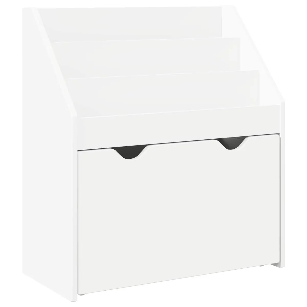 Kids Bookshelf Storage Cabinet White Free-standing Unit with Shelves and Drawers 60 x 29.5 x 69 cm