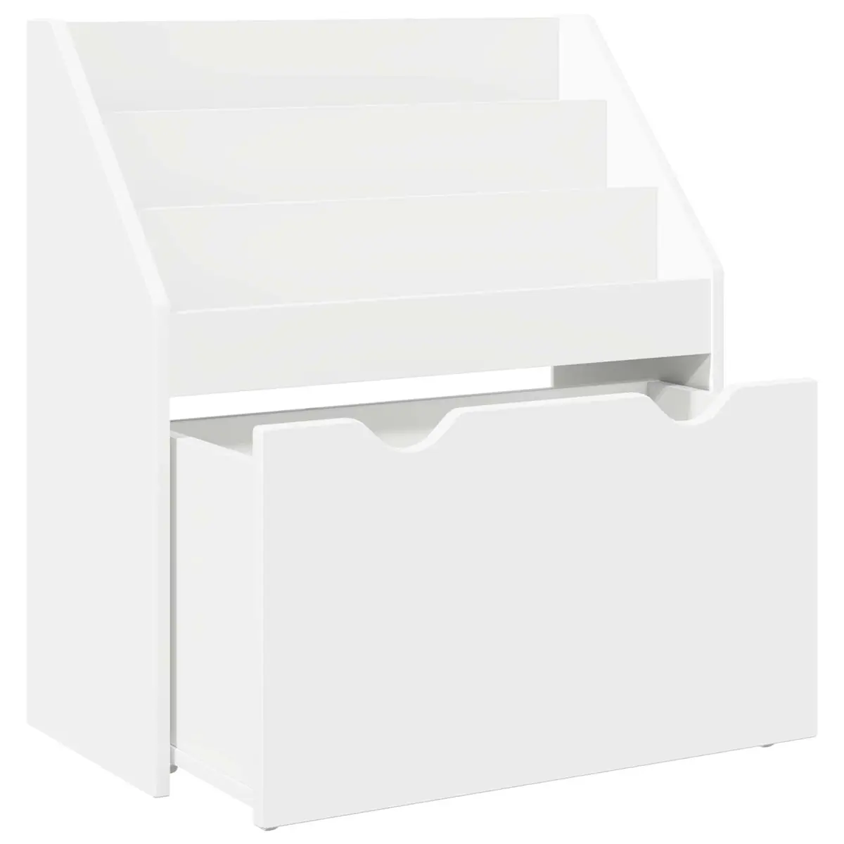Kids Bookshelf Storage Cabinet White Free-standing Unit with Shelves and Drawers 60 x 29.5 x 69 cm