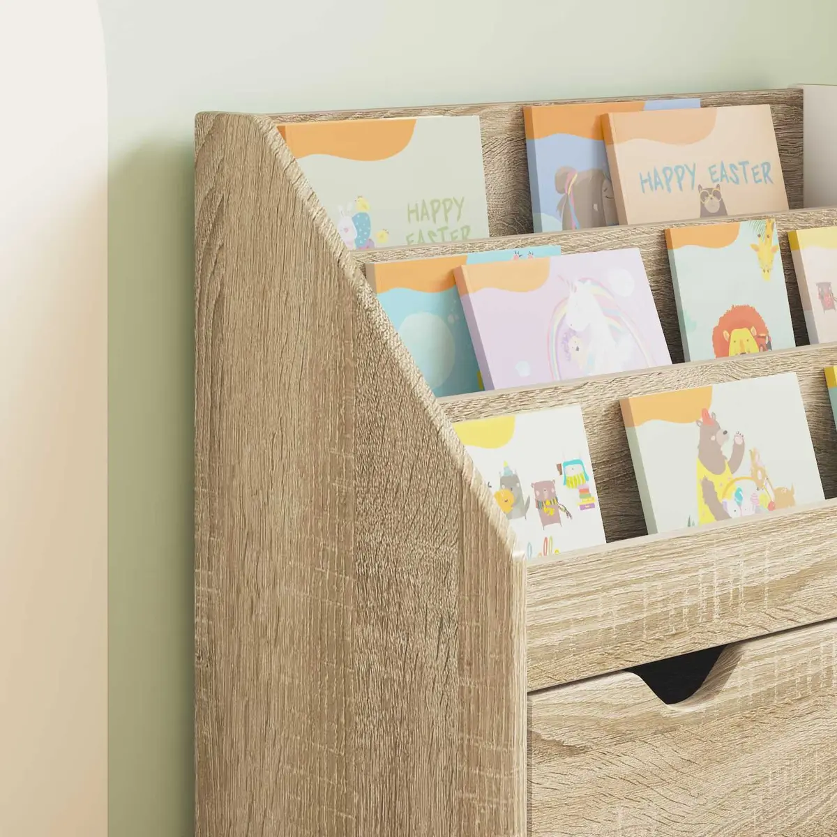 Kids Bookshelf Storage Cabinet Engineered Wood Free Standing Brown 60 x 29.5 x 69 cm