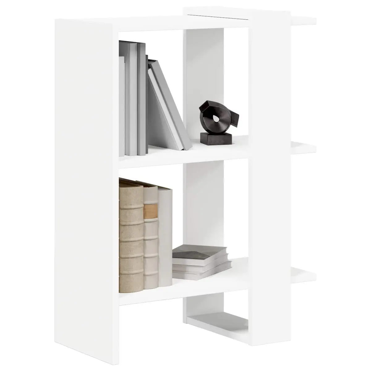 2-Tier Bookshelf Freestanding Storage White 52 x 25 x 71.5 cm Modern Bookcase