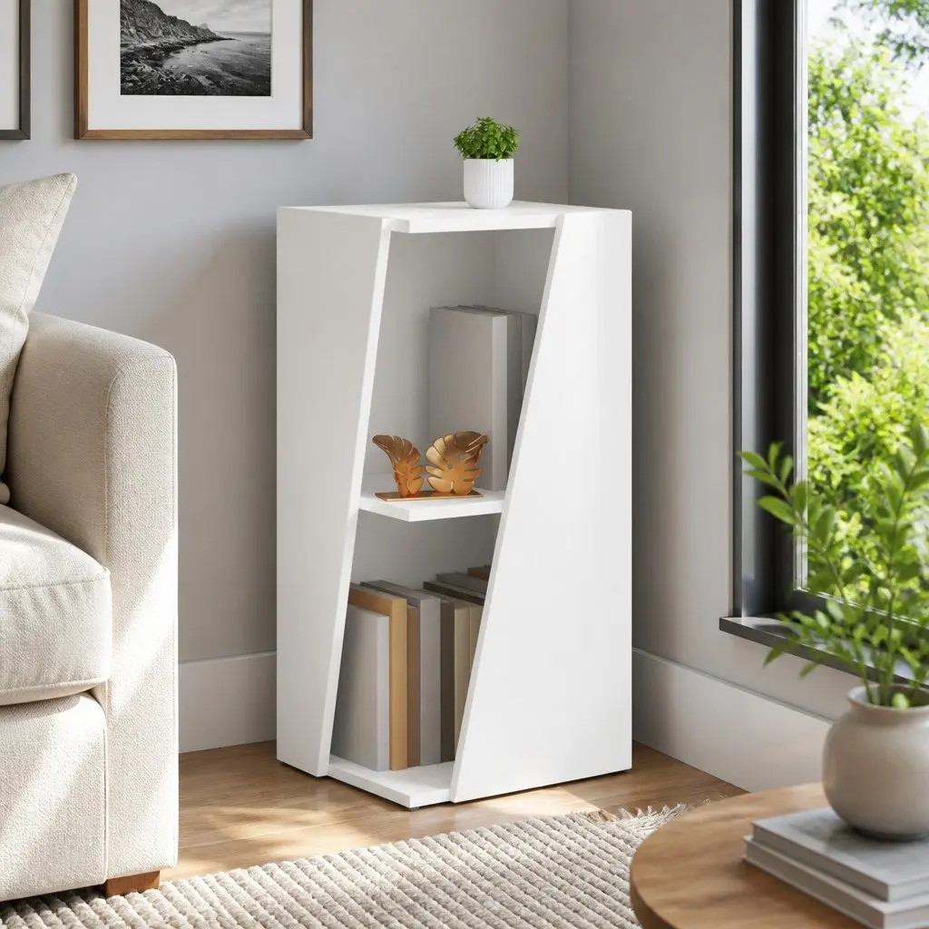 Side Shelf White Engineered Wood Free-standing Bookcase 33 x 32 x 70.5 cm