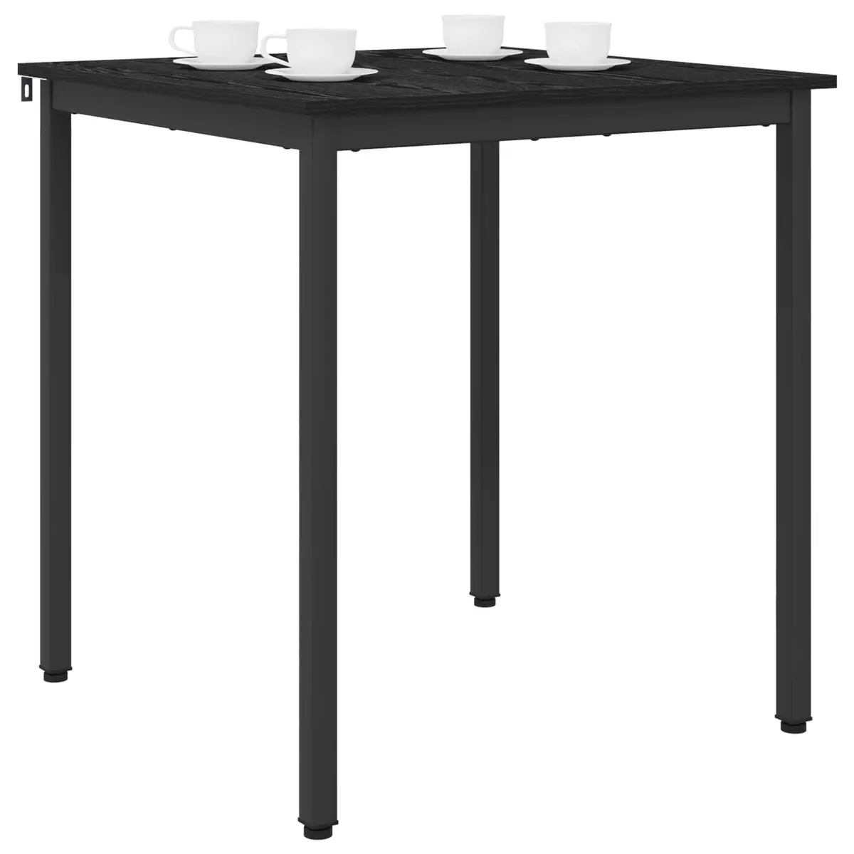 Dining Table 70x70x75cm Black Engineered Wood Surface Metal Frame Kitchen Furniture