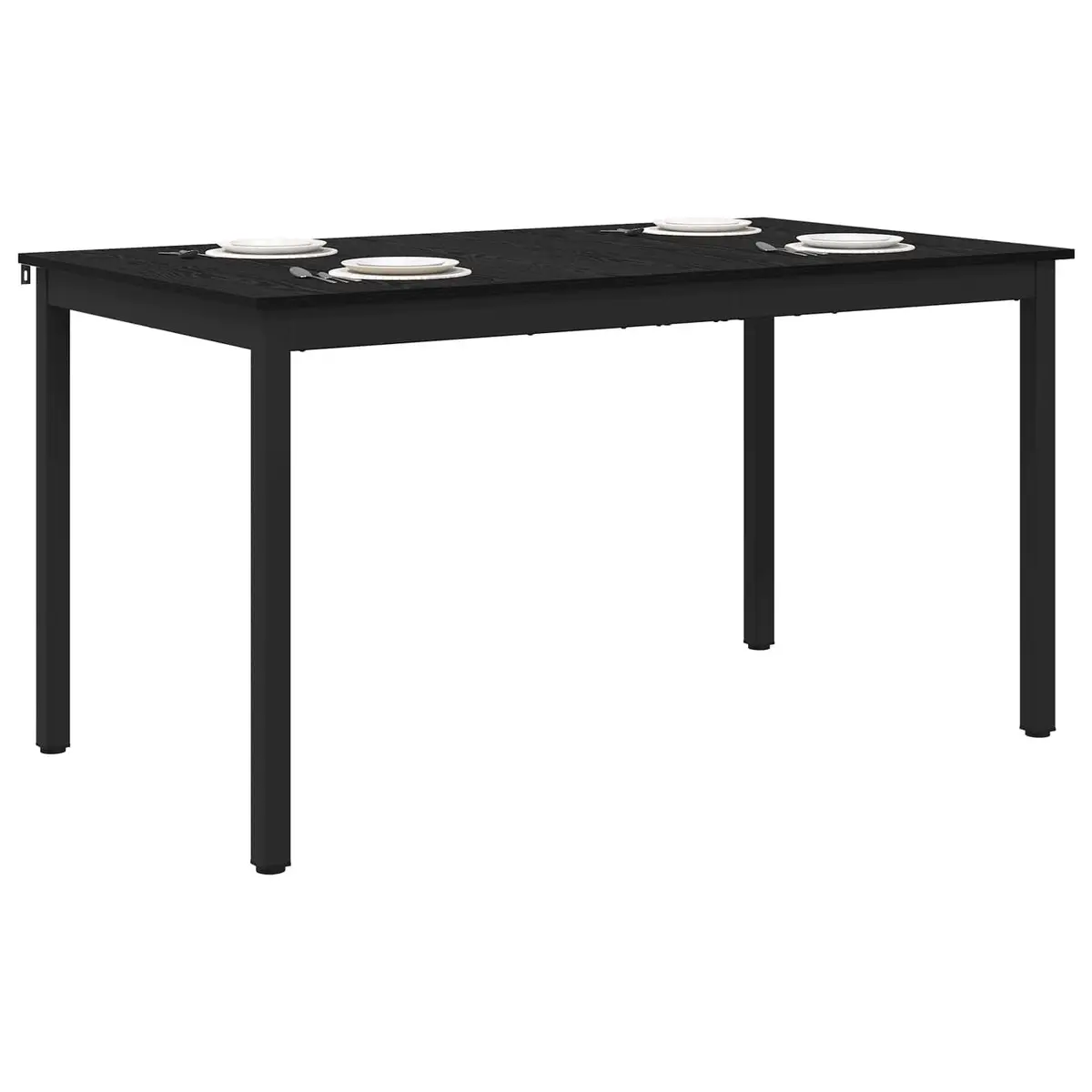 Dining Table Rectangular Kitchen 140x80x75cm Modern Black Metal Frame