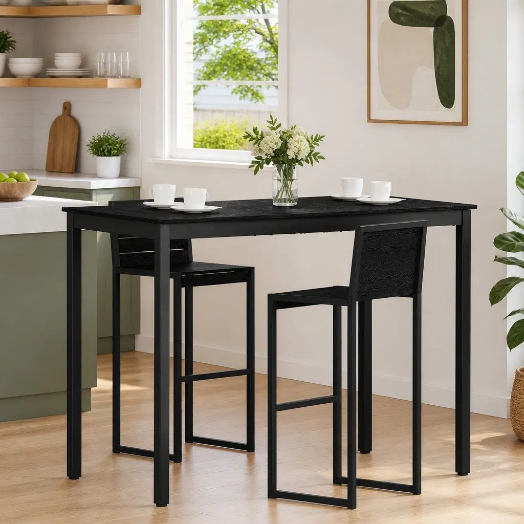 Standing Bar Table Rectangular Kitchen Dining Room Furniture Modern Design Black