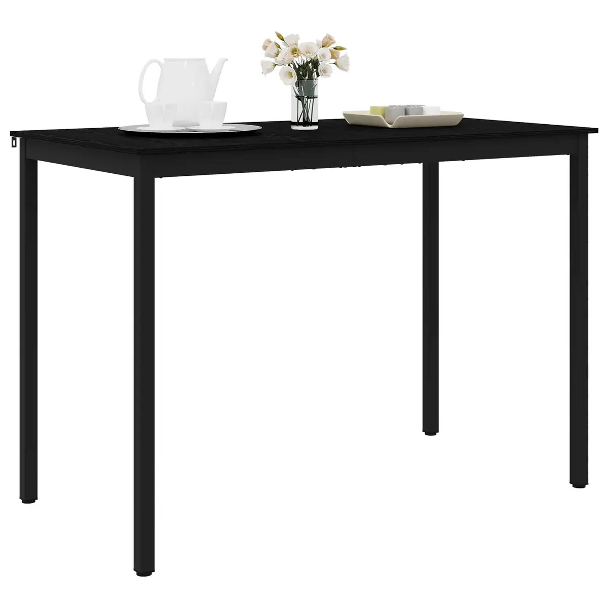 Black Engineered Wood Standing Bar Table Rectangular Kitchen Dining Modern