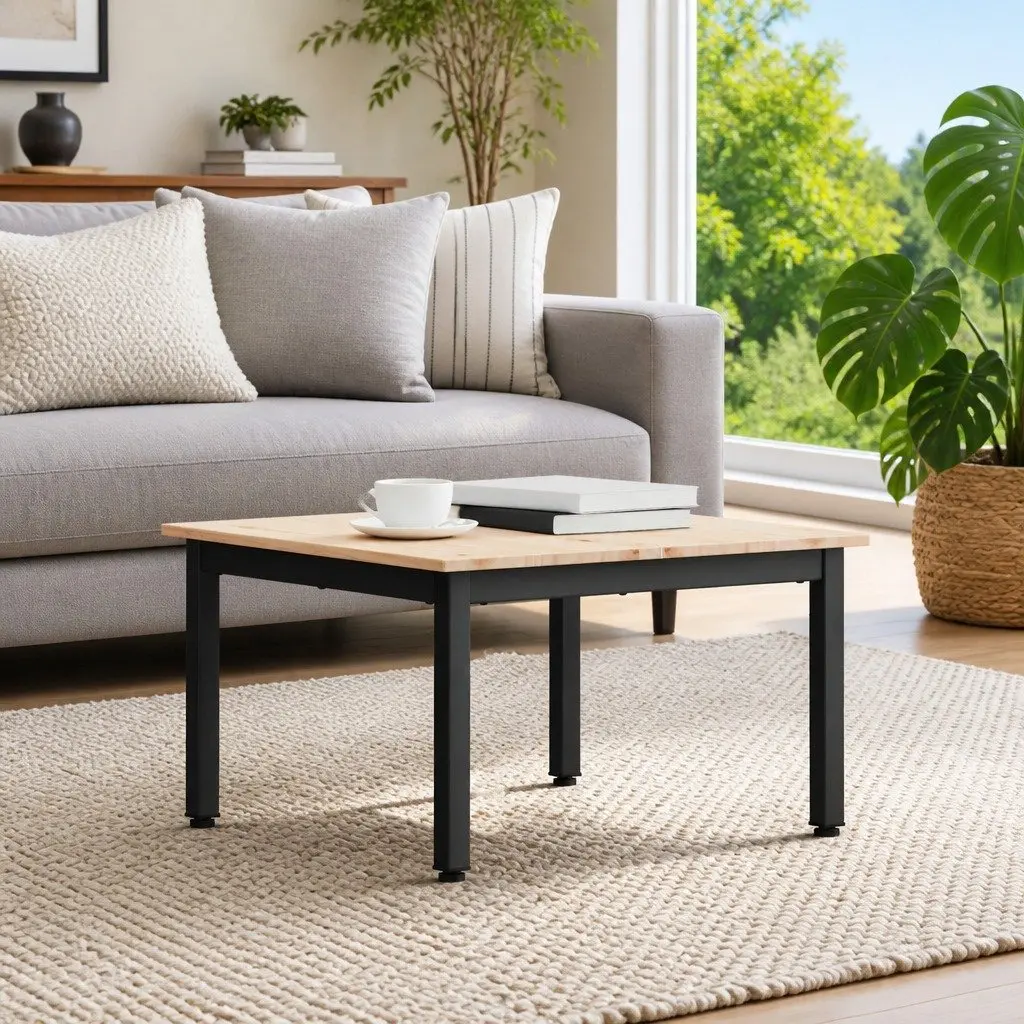 Coffee Table Modern Design Solid Pine Wood Brown 60 x 60 x 36 cm Square