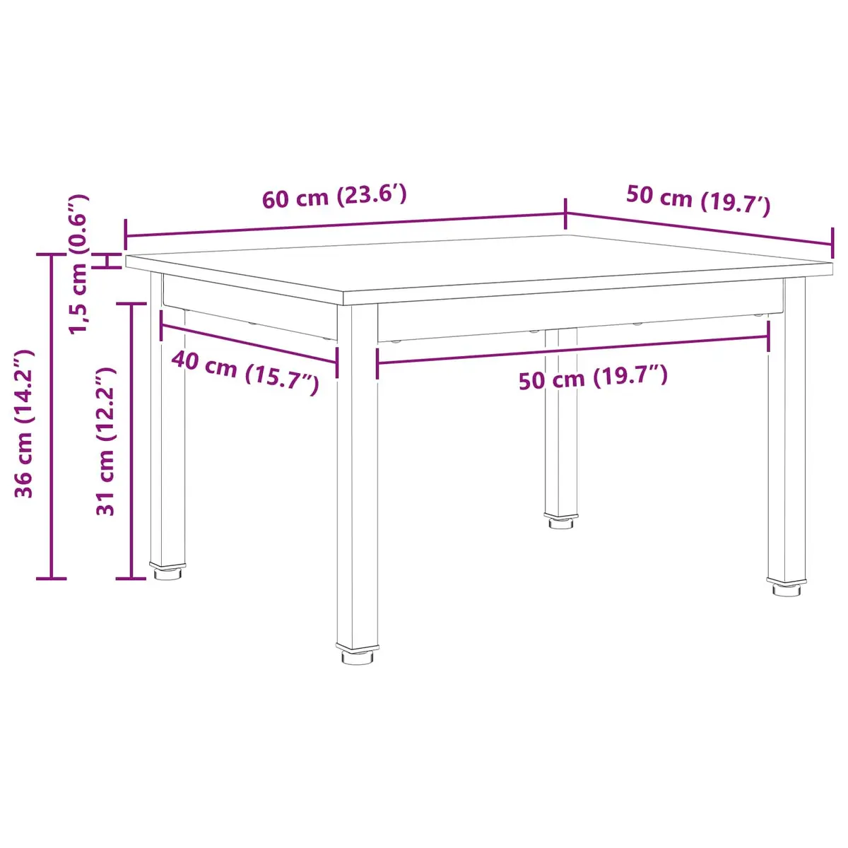 Coffee Table Natural Wood Top Square Metal Legs 60x50x36cm Brown