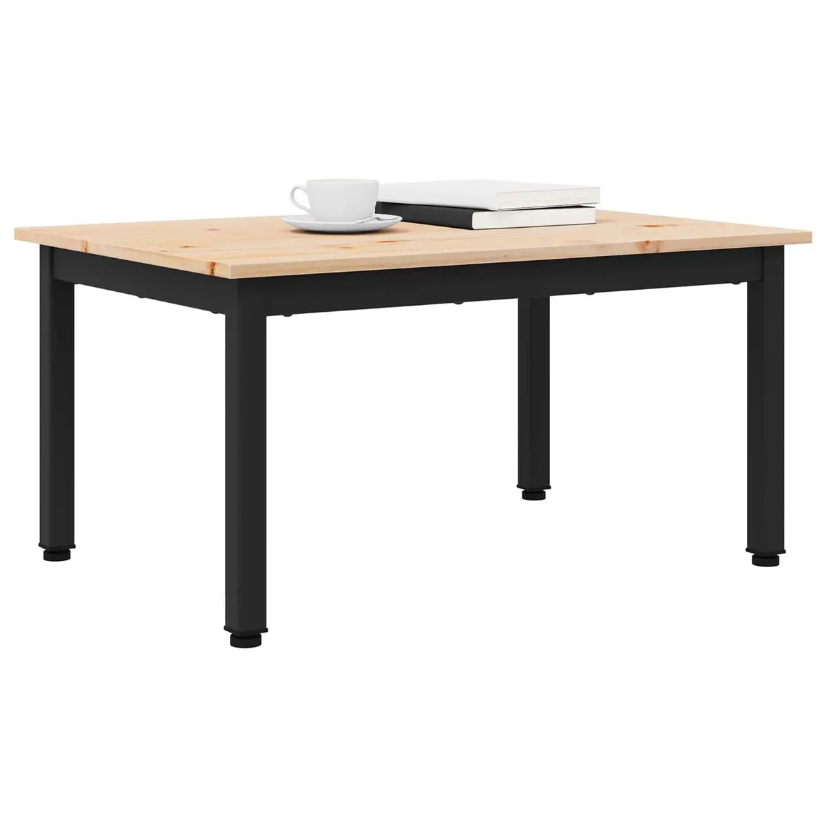 Coffee Table Modern Solid Pine Wood Metal Legs 70 x 50 x 36 cm Brown
