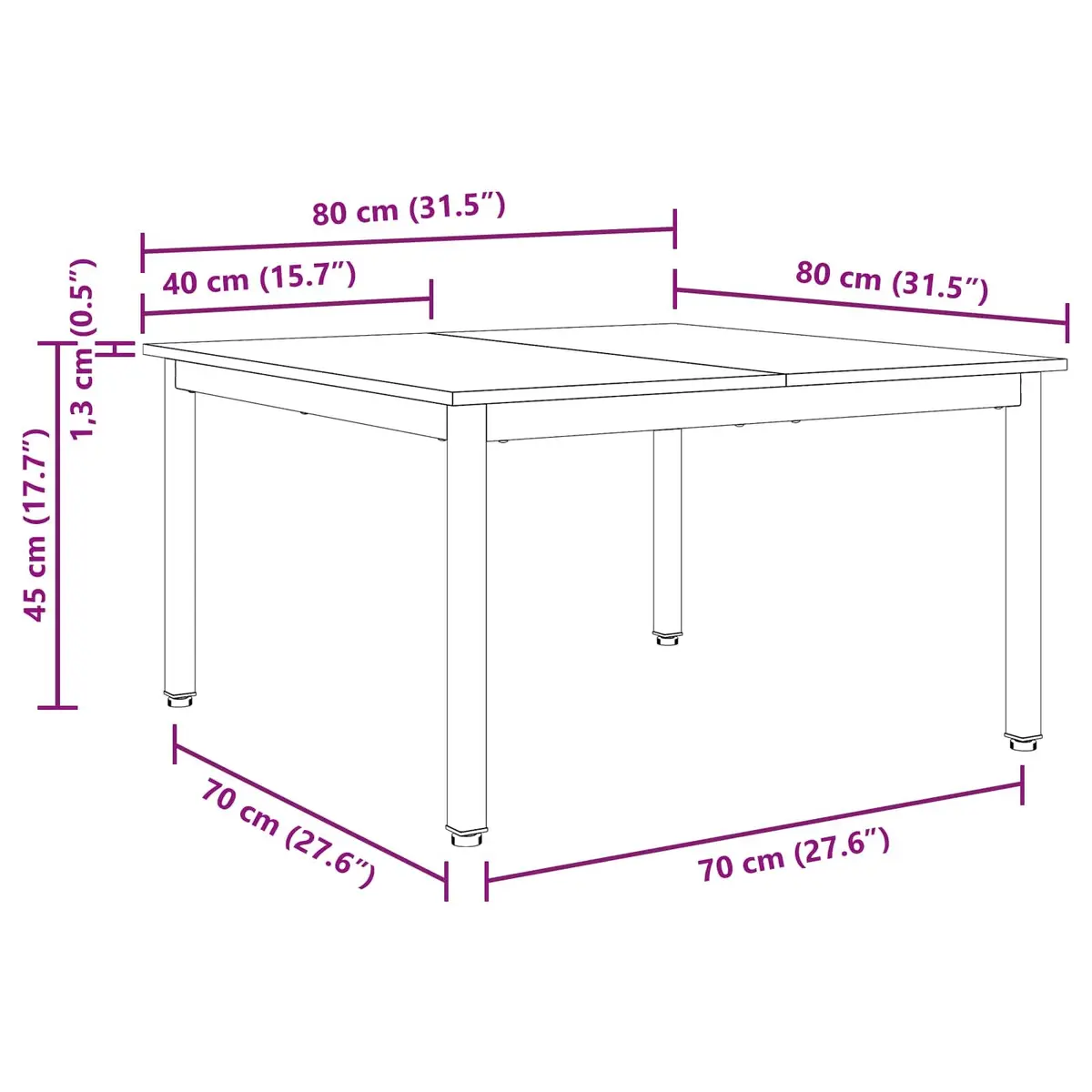 Coffee Table Modern Solid Pine Wood Brown 80x80x45cm Living Room Accent