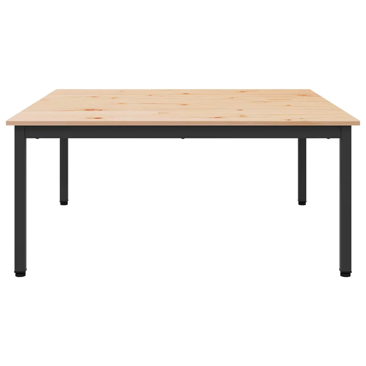 Coffee Table Modern Design Solid Pine Wood Top Square Metal Legs Brown