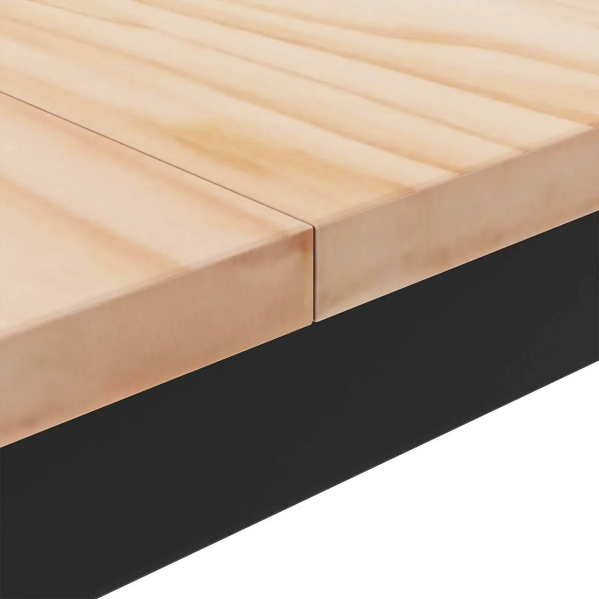Coffee Table Modern Design Solid Pine Wood Top Square Metal Legs Brown