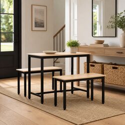 Versatile Natural Brown Bench with Pine Wood Top 80x35x45cm