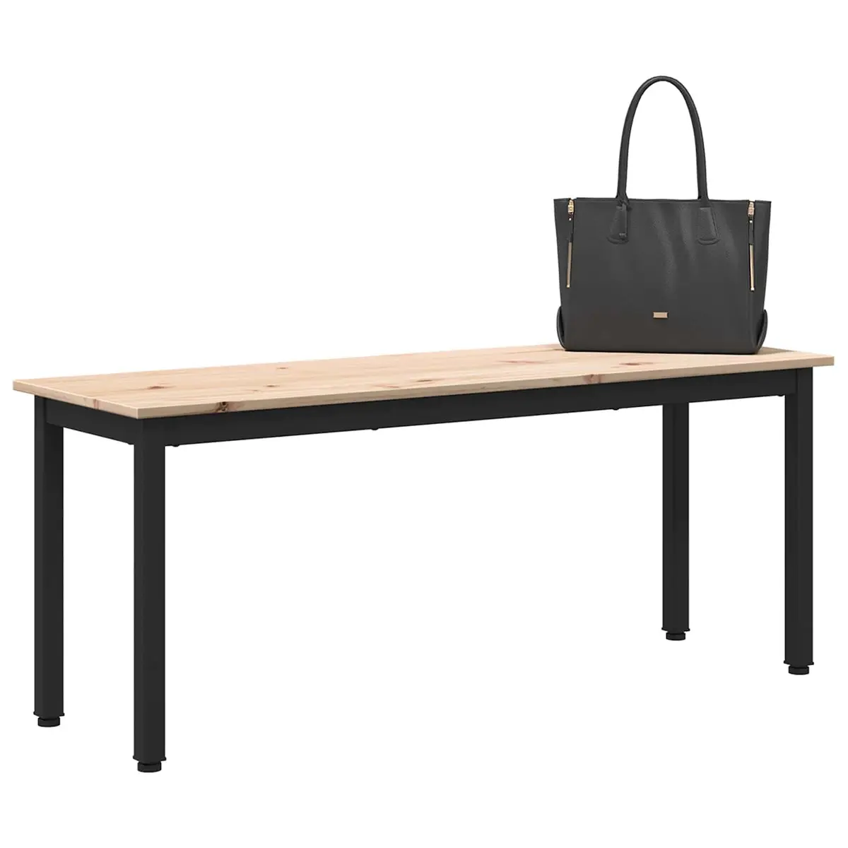 Solid Pine Wood Bench with Industrial Aesthetic