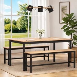 Brown Pine Wood Dining Table with Practical Features