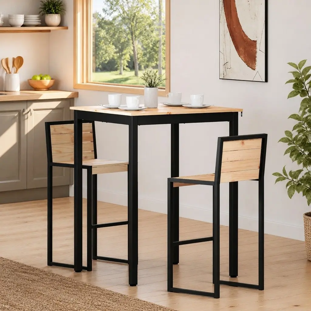 Bar Table Solid Pine Wood Kitchen Dining Room 80x80x105cm Brown