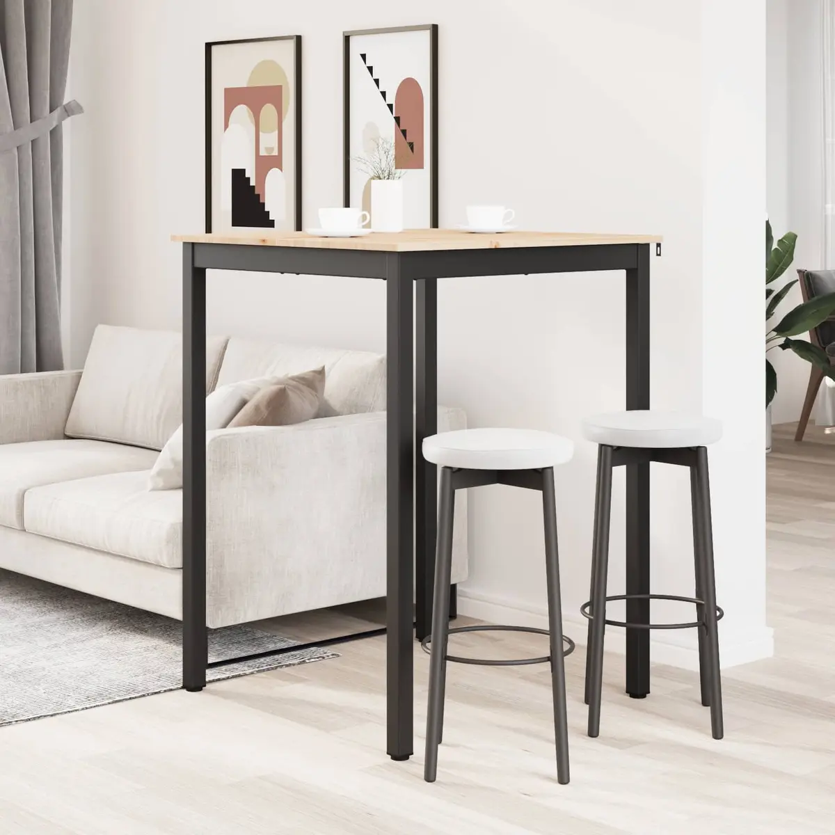 Bar Table Solid Pine Wood Kitchen Dining Room 80x80x105cm Brown