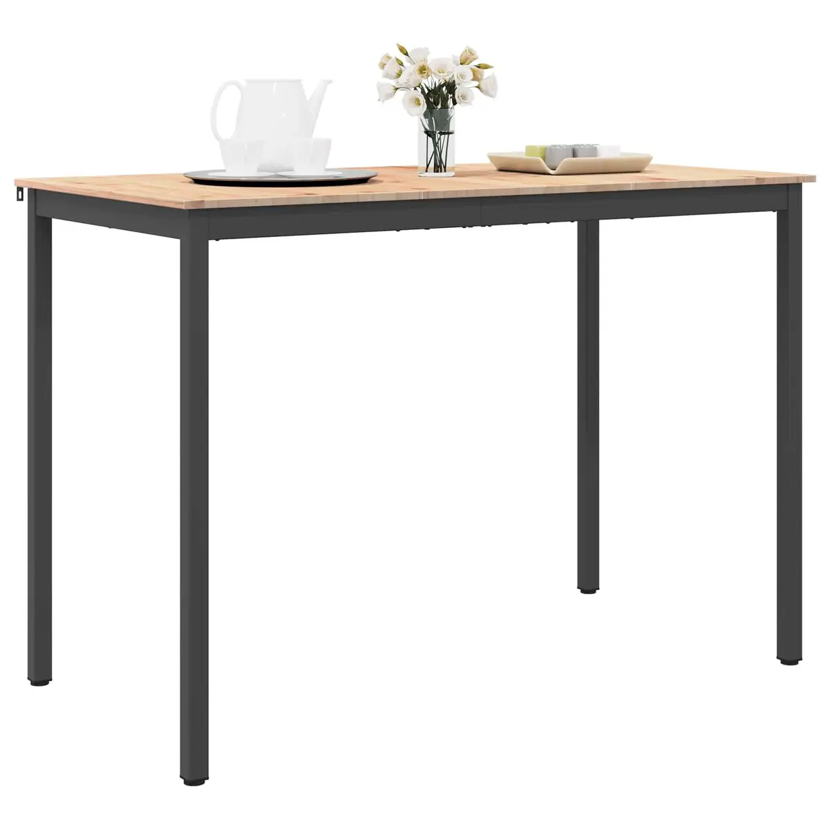 Bar Table Solid Pine Wood Metal Legs Kitchen Dining Room Furniture 150x80x105cm